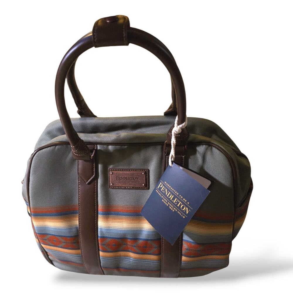 Pendleton Southwest Print Weekender Travel Bag Green Aztec Strap Luggage NEW